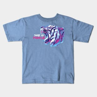 She is Fierce as a Tiger Kids T-Shirt